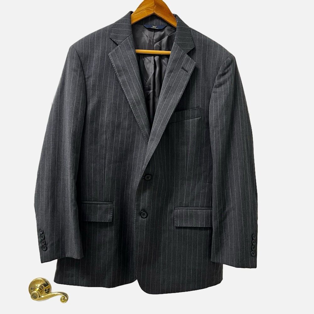 Brooks Brothers 346 Regent Fit Gray Striped Blazer Wool Size 40S
